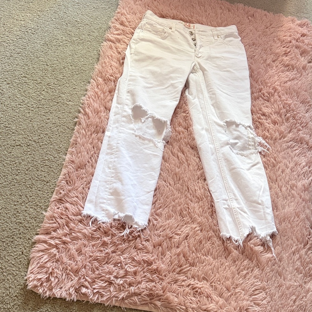 We The Free Distressed White Boyfriend Jeans